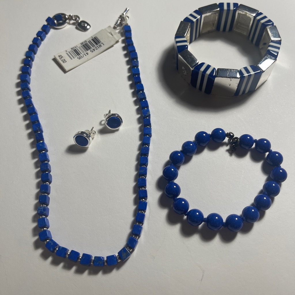 Ralph Lauren Navy Silver Necklace Bracelette And Earrings 19$